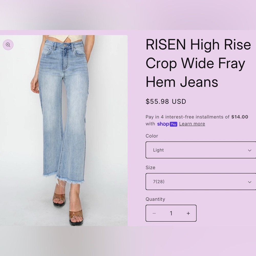 Risen Women's High Rise Light Blue Fray Hem Jeans